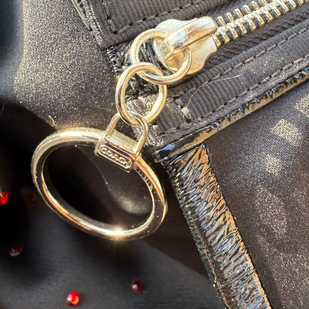 EUC Coach Poppy Satin Black Swarovski Crystals Limited Edition Rare Bucket Bag - Picture 6 of 13
